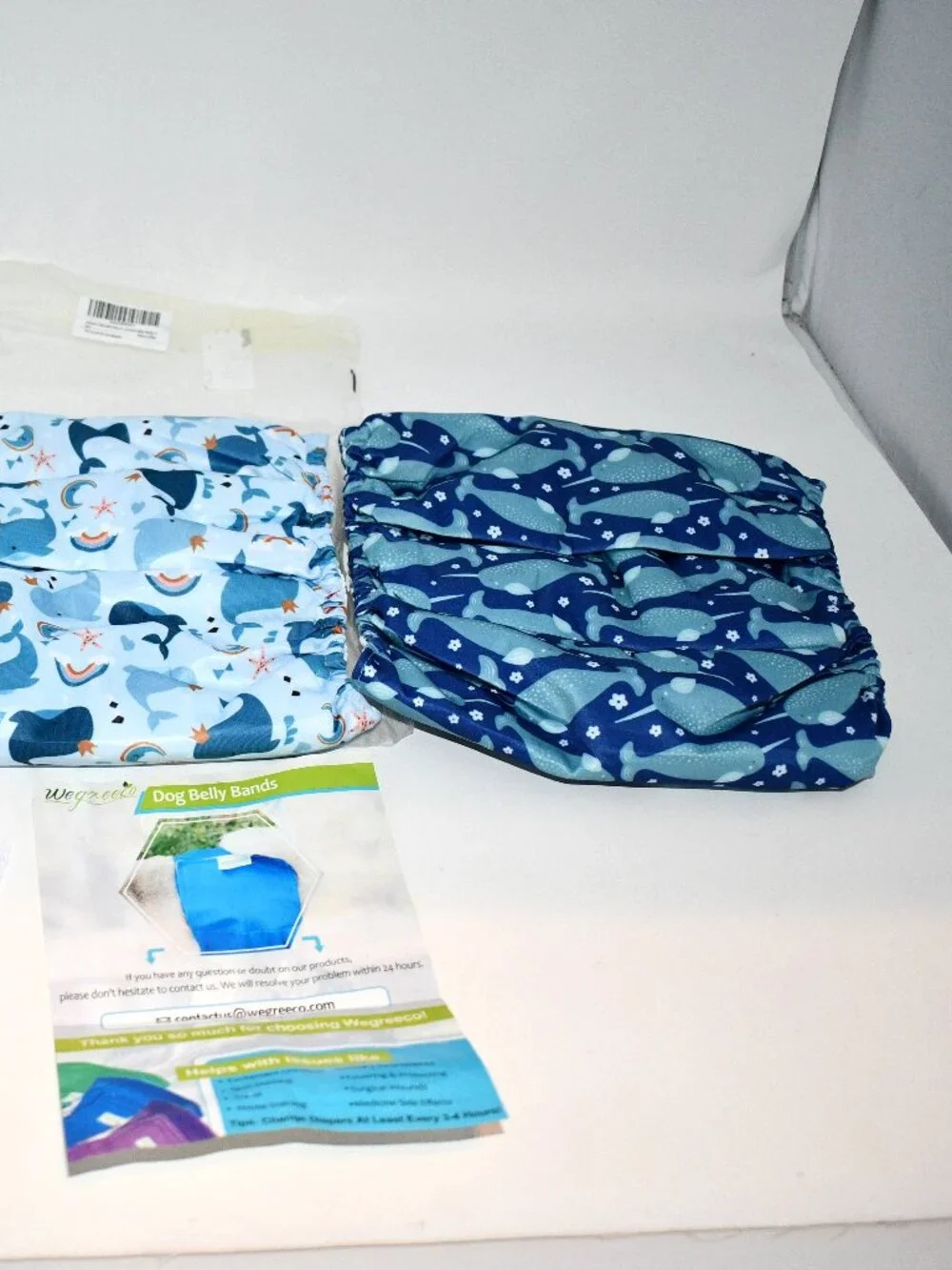 VUNCESSIN Reusable Male Dog Diapers LARGE Pack of 3 Washable Blue Multi NWT